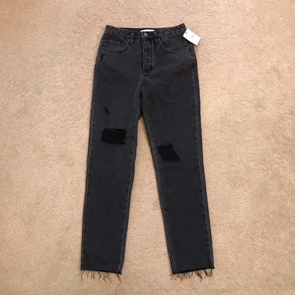ONeill Distressed Denim Jeans NEW Womens Size 2 Waist 25 Faded Black Button Fly